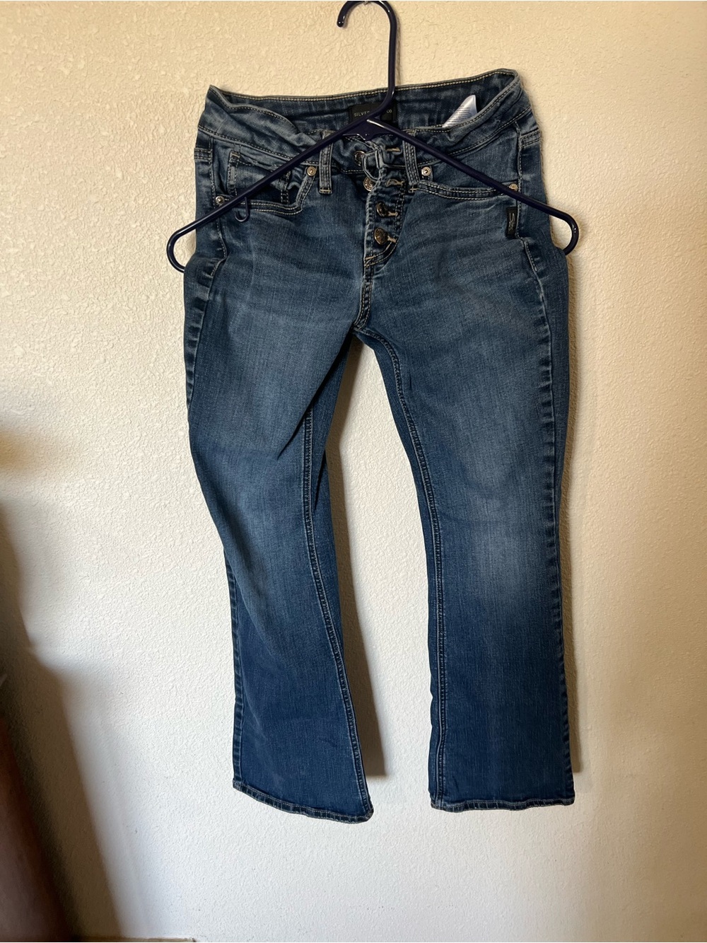 Silver Jeans Women's Bootcut Button-Fly Dark Blue Denim
